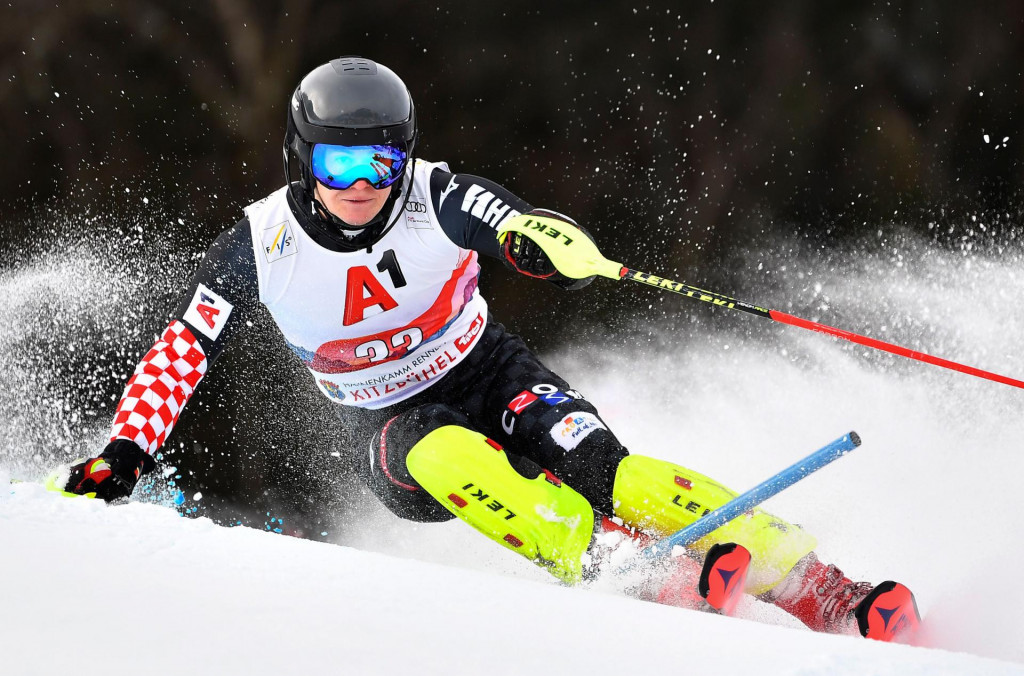Croatia&amp;#39;s Filip Zubcic competes in the first run of the men&amp;#39;s Slalom event at the FIS Alpine Ski World Cup in Kitzbuehel, Austria, on January 26, 2020. (Photo by JOE KLAMAR/AFP)