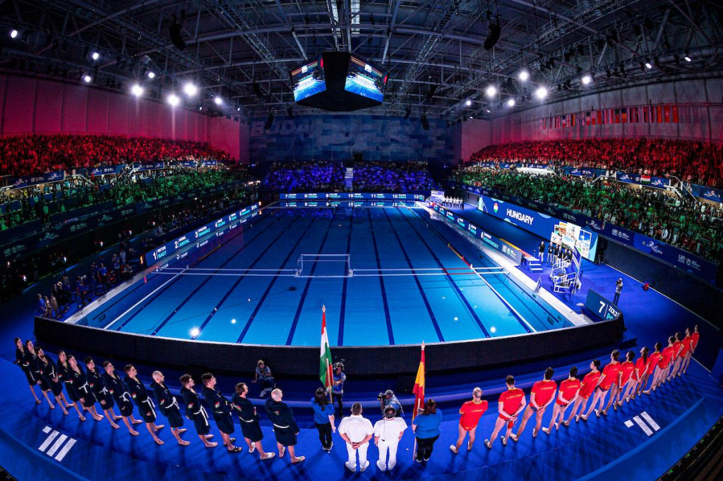 Venues&lt;br /&gt;
Gold medal Match&lt;br /&gt;
HUN - Hungary (white caps) Vs. ESP - Spain (blue caps) Men&lt;br /&gt;
Budapest 26/01/2020 Duna Arena&lt;br /&gt;
&lt;br /&gt;
XXXIV LEN European Water Polo Championships 2020&lt;br /&gt;
Photo ©Pasquale Mesiano/Deepbluemedia/Insidefoto