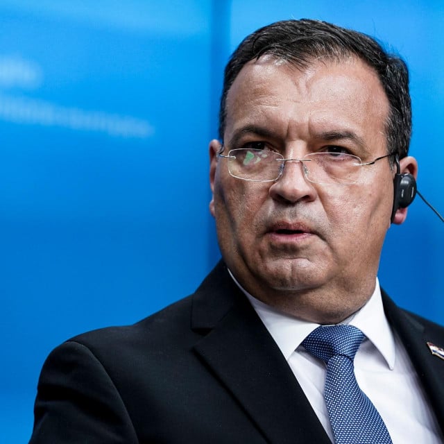 Croatia&amp;#39;s Minister of Health Vili Beros gives a press conference after a Ministers of Health meeting on the coronavirus COVID-19 at the EU headquarters in Brussels on March 6, 2020. (Photo by Kenzo TRIBOUILLARD/AFP)