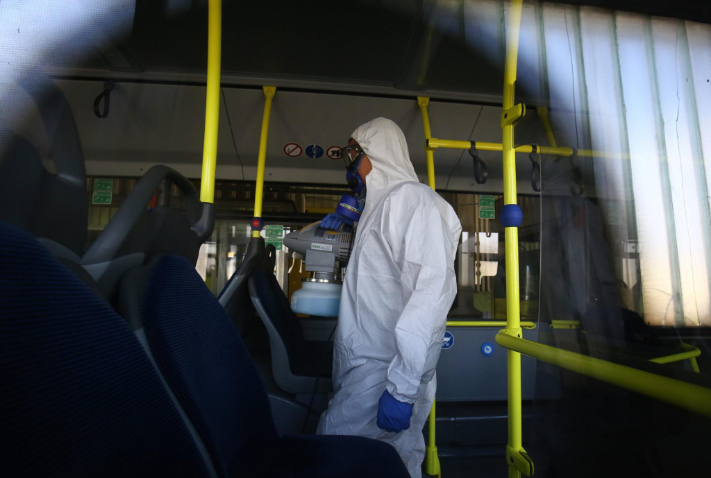 Dezinfekcija vozila javnog gradskog prijevoznika ”Prometa” zbog suzbijanja koronavirusa.&lt;br /&gt;
 