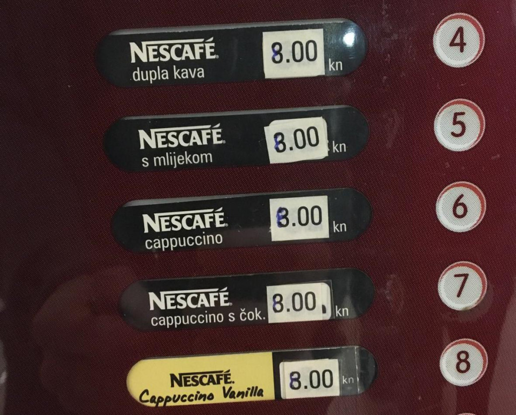 Promjena cijena na automatu za kavu na Relji 2
