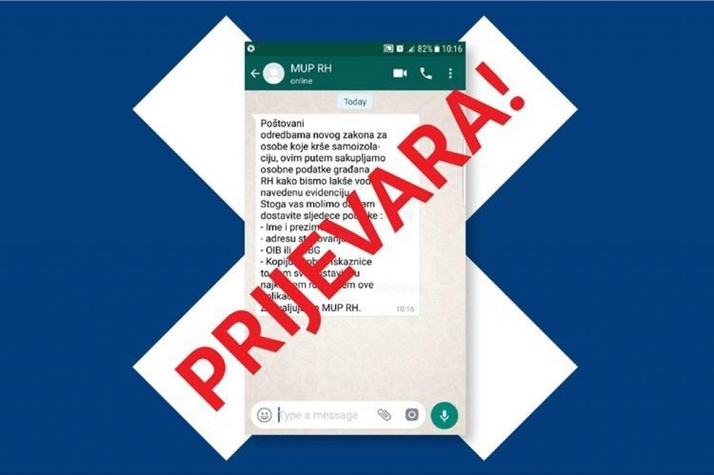 Policija upozorava sve građane na oprez: ne nasjedajte na SMS i WEB- prijevare, nikako ne davajte osobne podatke preko mobilnih aplikacija