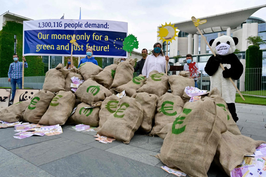 Euri su bili tema i ovog prosvjeda zaštitnika okoliša koji su u Berlinu, na dan njemačkog preuzimanja vodstva Unijom, tražili da novi europski proračun bile ”zelen”
