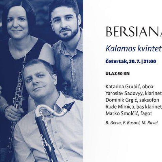 U četvrtak, 30. srpnja koncert kvinteta Kalamos u 21 sat nastupiti u crkvi sv. Nikole
