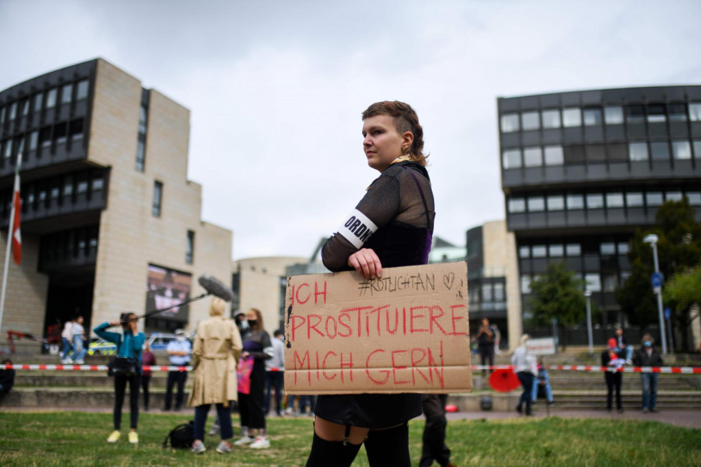 Prizor s nedavnog prosvjeda radnica i radnika u seks industriji održanom u Duesseldorfu