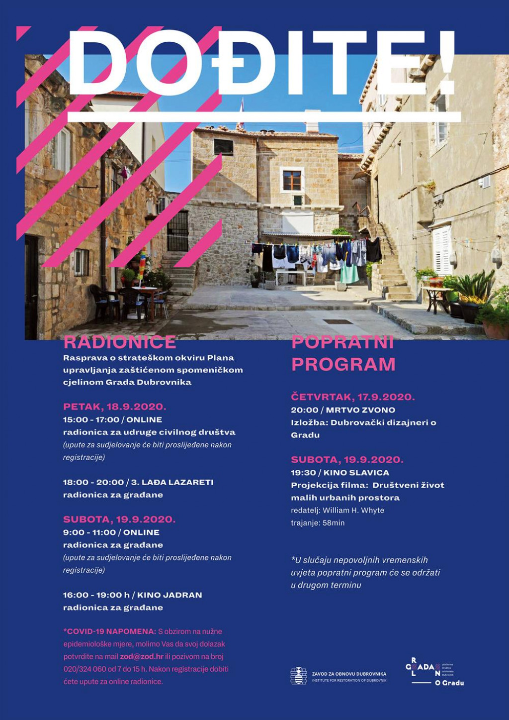 Zavod za obnovu Dubrovnika organizira novi ciklus radionica namijenjenih građanima i udrugama