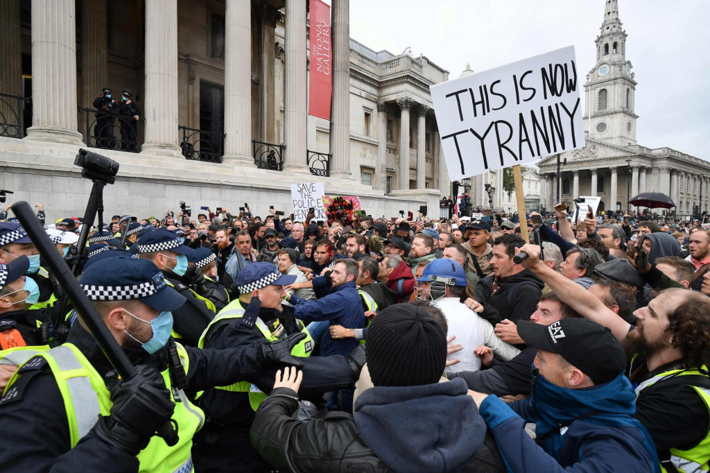 Detalj s današnjeg prosvjeda u Londonu