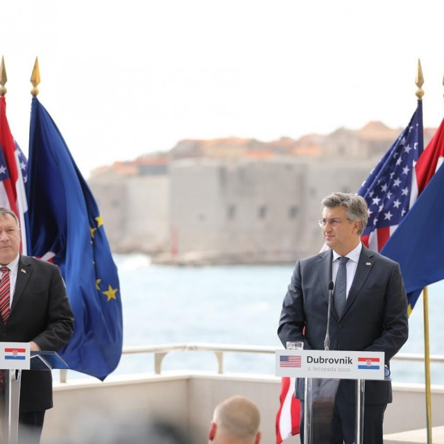Državni tajnik SAD Michael Pompeo i premijer Andrej Plenković nakon susreta u Dubrovniku