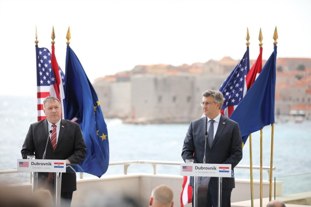 Državni tajnik SAD Michael Pompeo i premijer Andrej Plenković nakon susreta u Dubrovniku