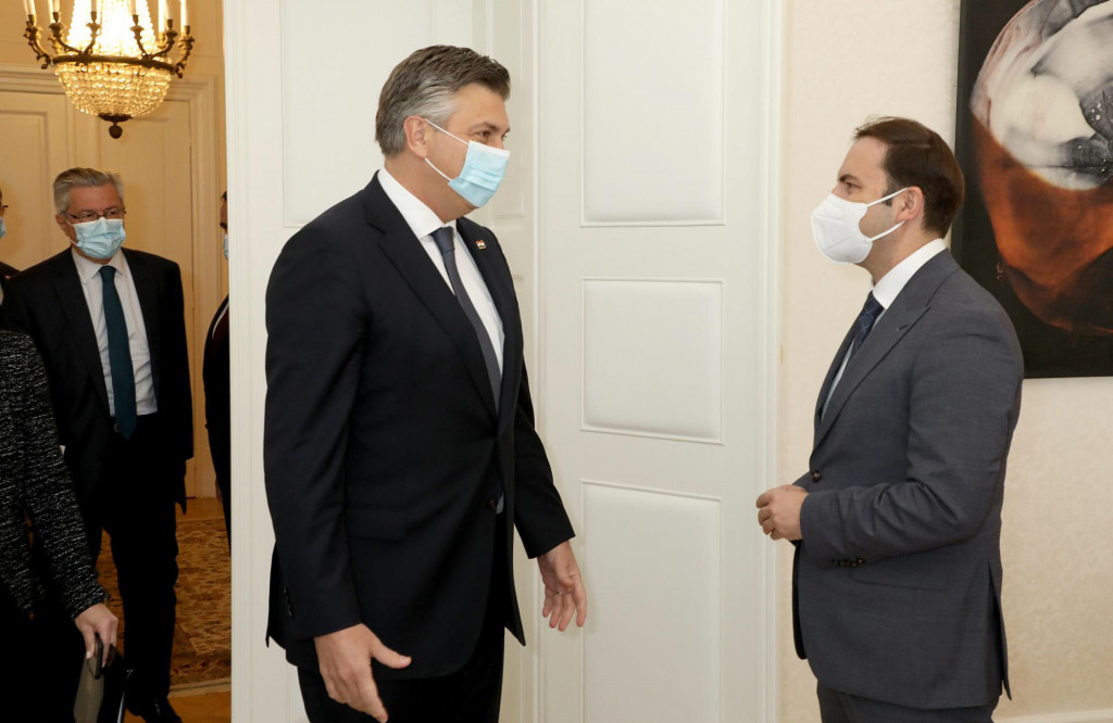 Predsjednik Vlade Andrej Plenković primio je ministra vanjskih poslova Republike Sjeverne Makedonije Bujara Osmanija