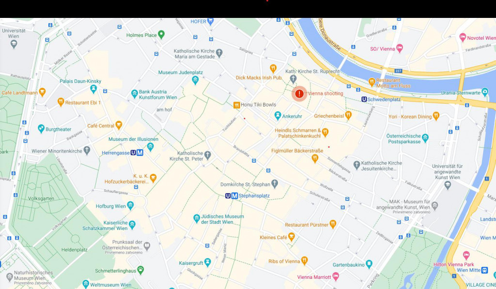 Precizna mapa Beča i mjesto napada