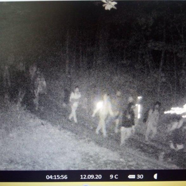 Prizori s kolonama migranata koji se nesmetano kreću šumskim putovima, snimljeni samo na jednoj nadzornoj kameri s područja Mrkoplja