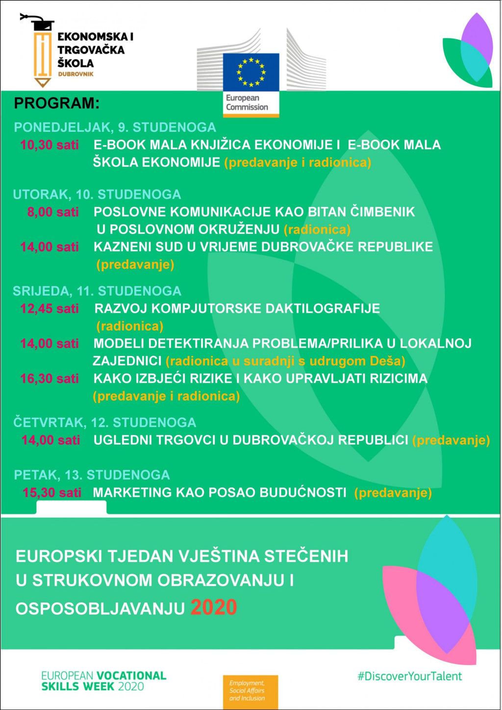 Ekonomska i trgovačka škola u Dubrovniki i ove godine obilježava Europski tjedan strukovnog obrazovanja.