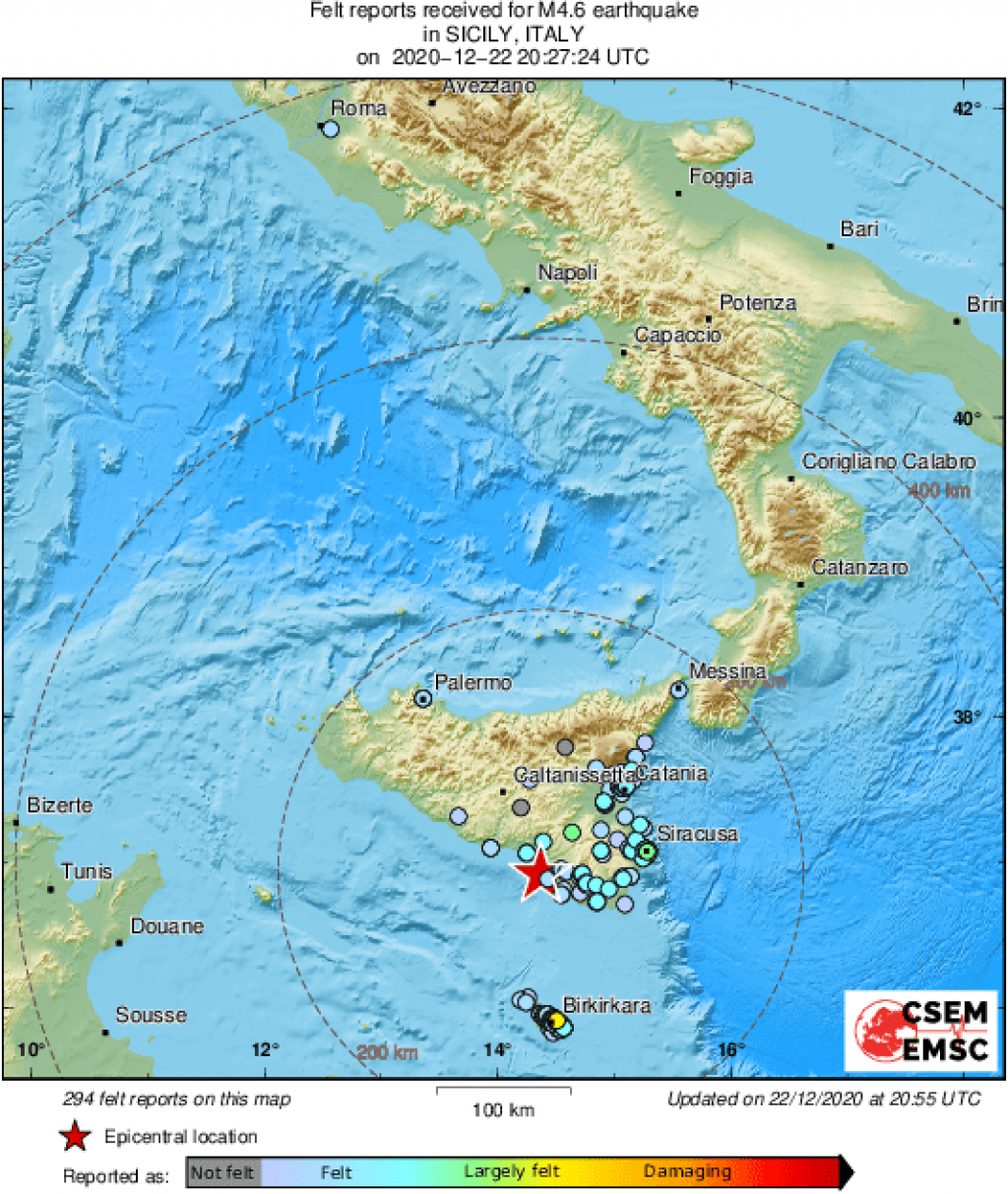 karta zemljotresa u Italiji