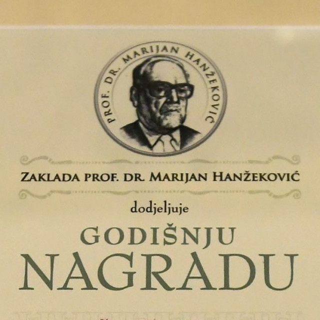 Plaketa Zaklade prof. dr. Marijan Hanžeković&lt;br /&gt;
 