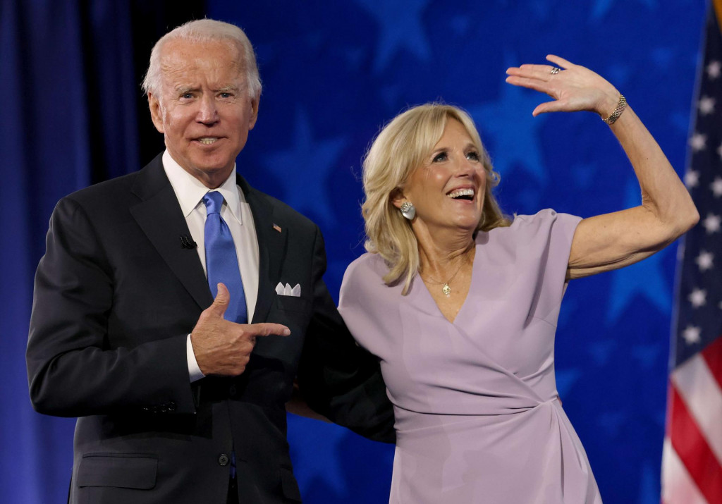 WILMINGTON, DELAWARE - AUGUST 20:: Democratic presidential nominee Joe Biden appears oh stage with his wife Dr. Jill Biden after delivering his acceptance speech on the fourth night of the Democratic National Convention from the Chase Center on August 20, 2020 in Wilmington, Delaware. The convention, which was once expected to draw 50,000 people to Milwaukee, Wisconsin, is now taking place virtually due to the coronavirus pandemic. Win McNamee/Getty Images/AFP&lt;br /&gt;
== FOR NEWSPAPERS, INTERNET, TELCOS &amp; TELEVISION USE ONLY ==