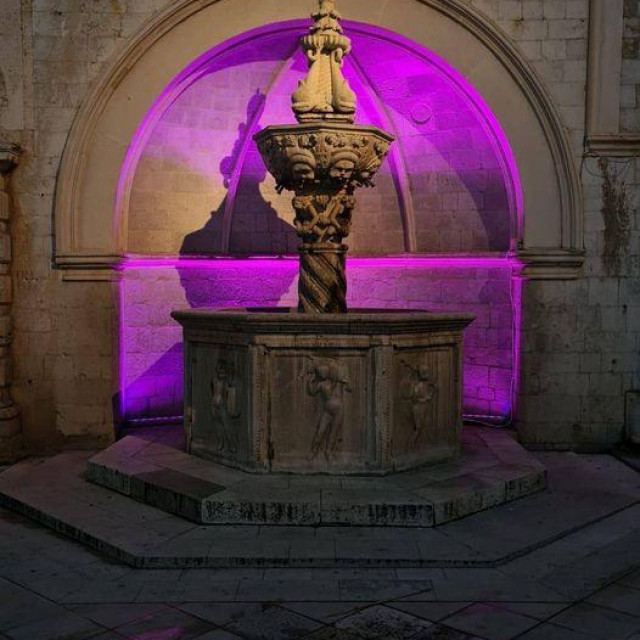 Mala Onofrijeva fontana osvijetljena ljubičastom bojom lavande uz Međunarodni dan epilepsije