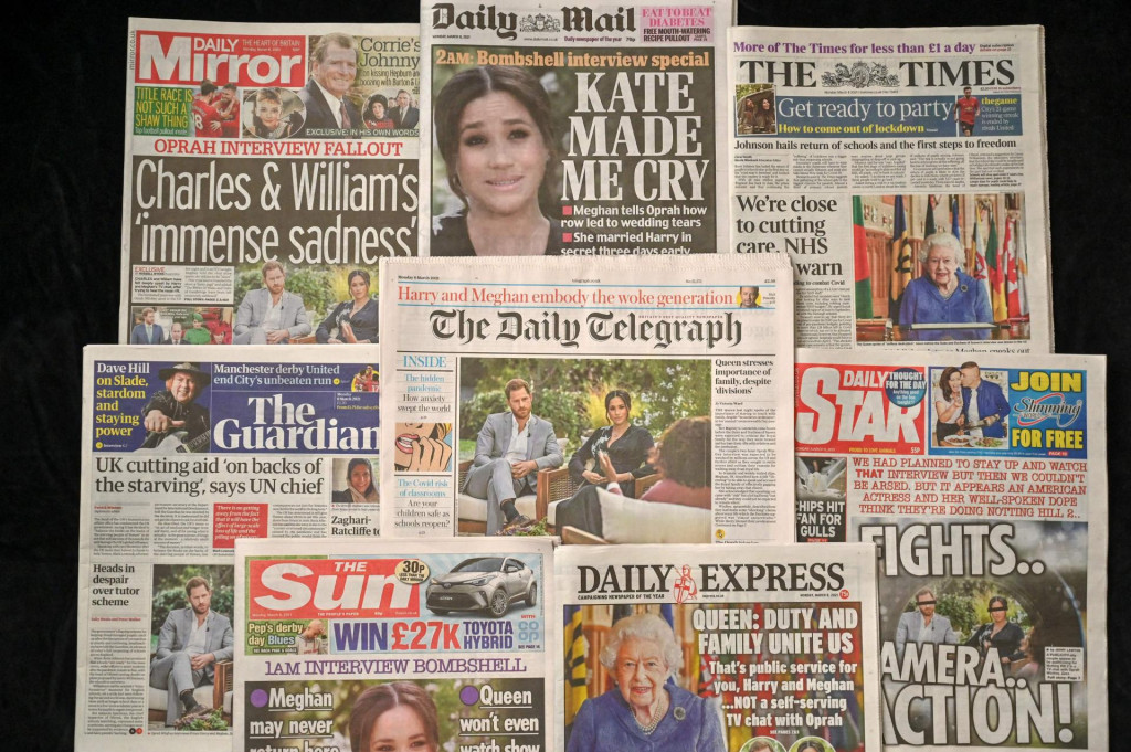 Naslovnice britanskih novina nakon šokantnog intervjua AFP