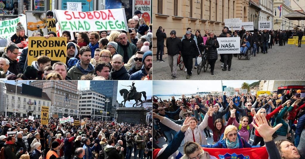 U pet hrvatskih gradova održani prosvjedi protiv &amp;#39;korona&amp;#39; mjera