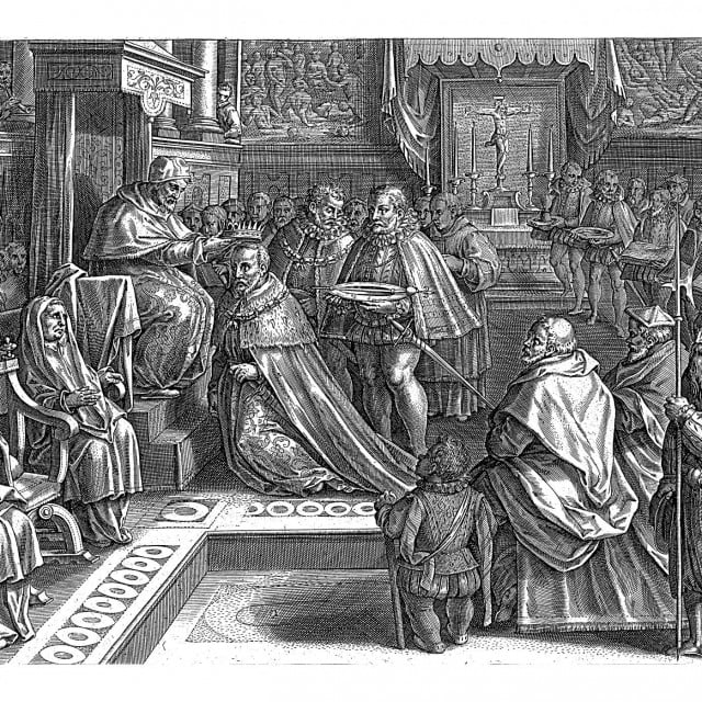 Krunidba Cosima De &amp;#39;Medicia 1569.&lt;br /&gt;
(Philips Galle, after Jan van der Straet, 1583 In 1569, vintage engraving)