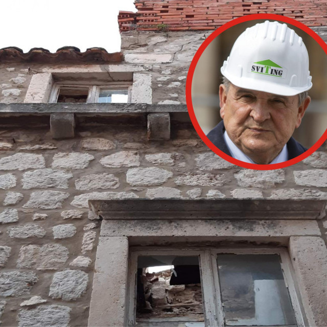 Urušena kuća u Zlatarskoj ulici i varaždinski župan Radimir Čačić (u krugu)