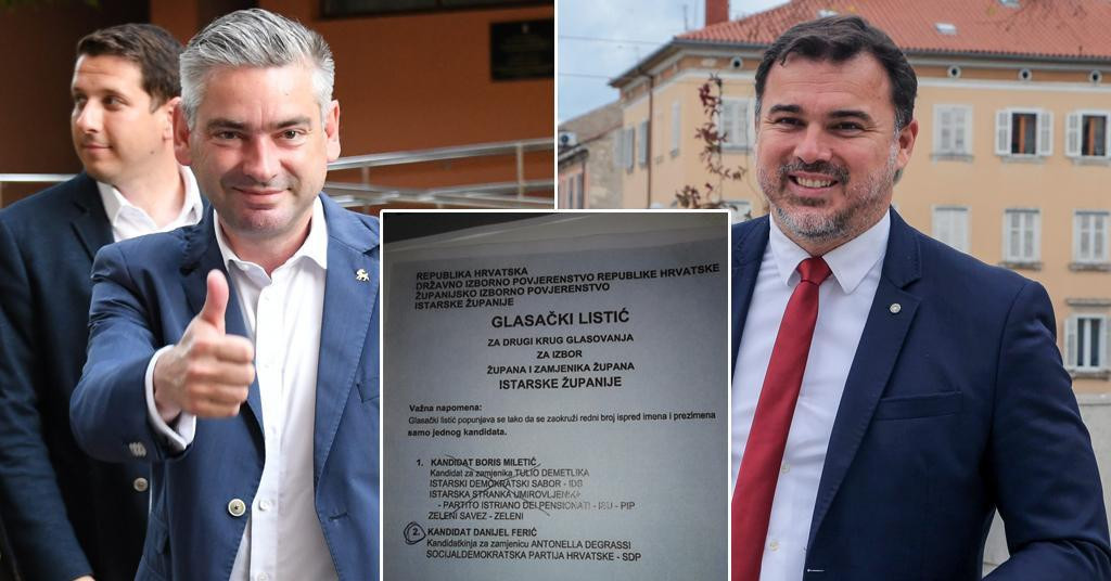 Boris Miletić i Danijel Ferić te primjer glasačkog listića koji, prema tvrdnji SDP-a, nije uvažen kao valjan, a trebao je biti&lt;br /&gt;
 