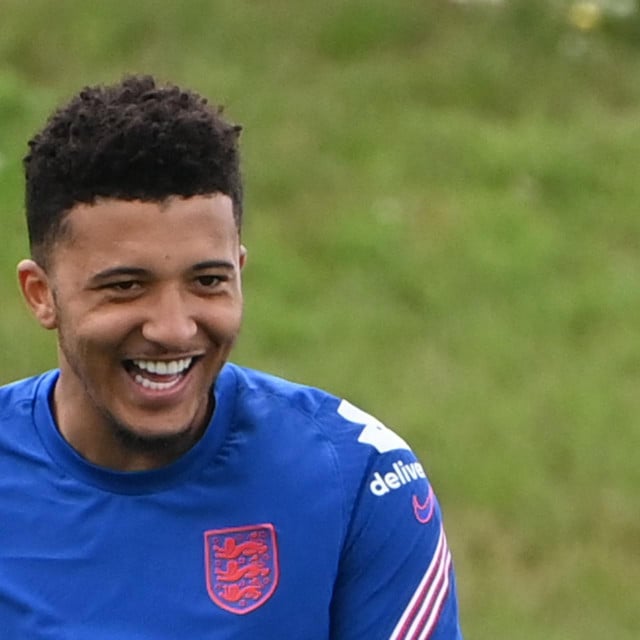 England&amp;#39;s forward Jadon Sancho attends an England training session at St George&amp;#39;s Park in Burton-on-Trent, central England, on July 5, 2021. - England take on Denmark at Wembley on July 7, 2021 in the semi-finals of the UEFA EURO 2020. (Photo by Paul ELLIS/AFP)