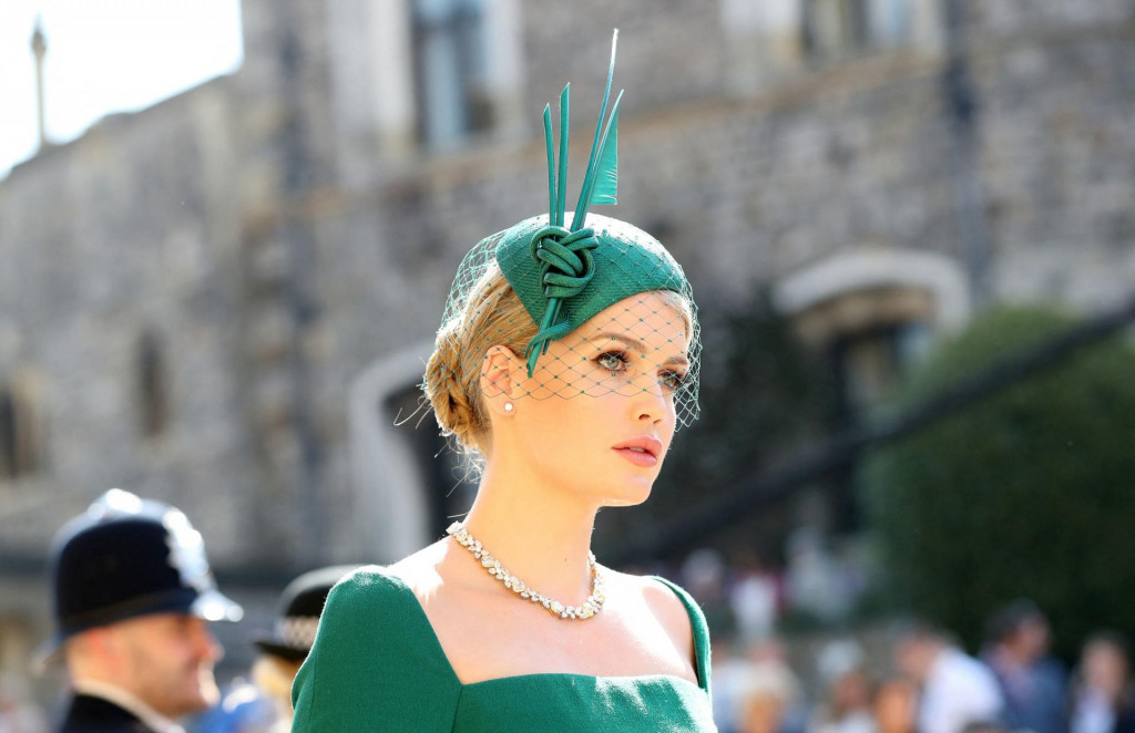 Kitty Spencer arrives arrives for the wedding ceremony of Britain&amp;#39;s Prince Harry, Duke of Sussex and US actress Meghan Markle at St George&amp;#39;s Chapel, Windsor Castle, in Windsor, on May 19, 2018. (Photo by Gareth Fuller/POOL/AFP)