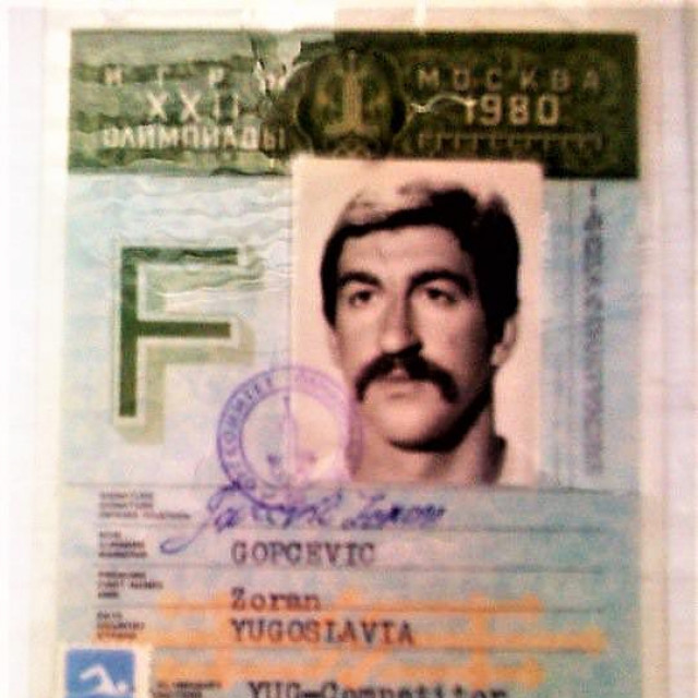 Akreditacija Zorana Gopčevića s Olimpijskih igara u Moskvi 1980. godine