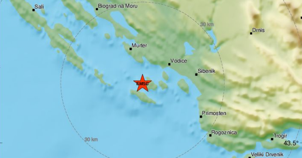 Potres na šibenskom području, epicentar je bio u Jadranskom moru
