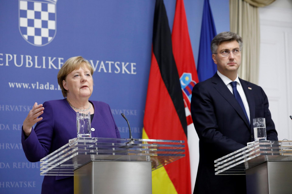 Kancelarka Merkel s premijerom Plenkovićem u studenom 2019.