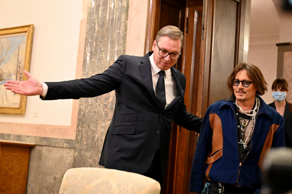 Srpski predsjednik Aleksandar Vučić i američki glumac Johnny Depp u Beogradu