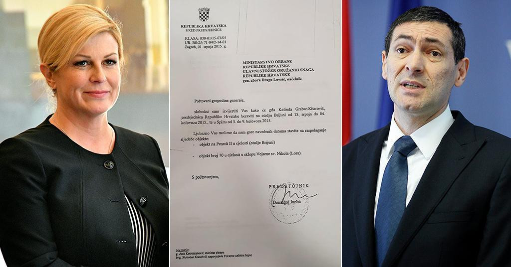 Kolinda Grabar-Kitarović; dopis koji je Ured predsjednice 1. srpnja poslao načelniku Glavnog stožera Oružanih snaga RH; Ante Kotromanović