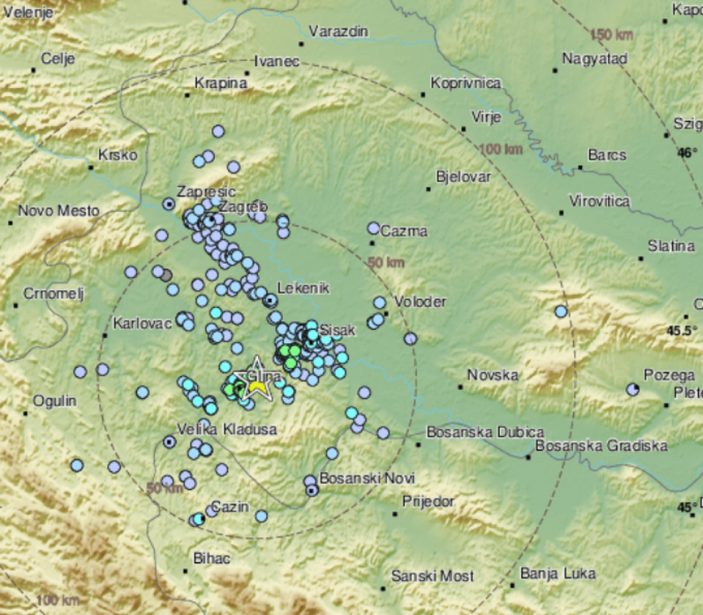 Potres u blzini Petrinje i Gline magnitude 3, 1 prema Richteru