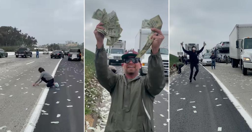 Ljudi sklupljaju novac na cesti u Kaliforniji blizu San Diega