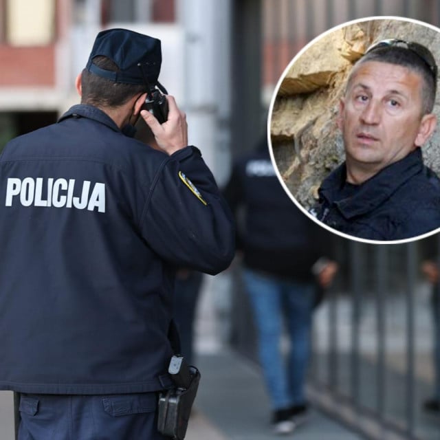 Željko Đekić (u krugu). policija ispred Lidla na Poljičkoj