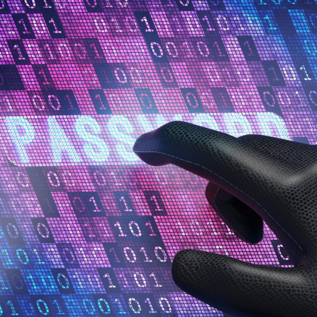 Cyber crime concept. The hand of the hacker on digital screen, enters password for theft. 3D illustration. (Photo by SERGII IAREMENKO/SCIENCE PHOTO L/SIA/Science Photo Library via AFP)