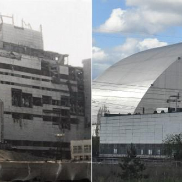 Reaktor 4 snimljen 1996. i 2018., nakon sanacije