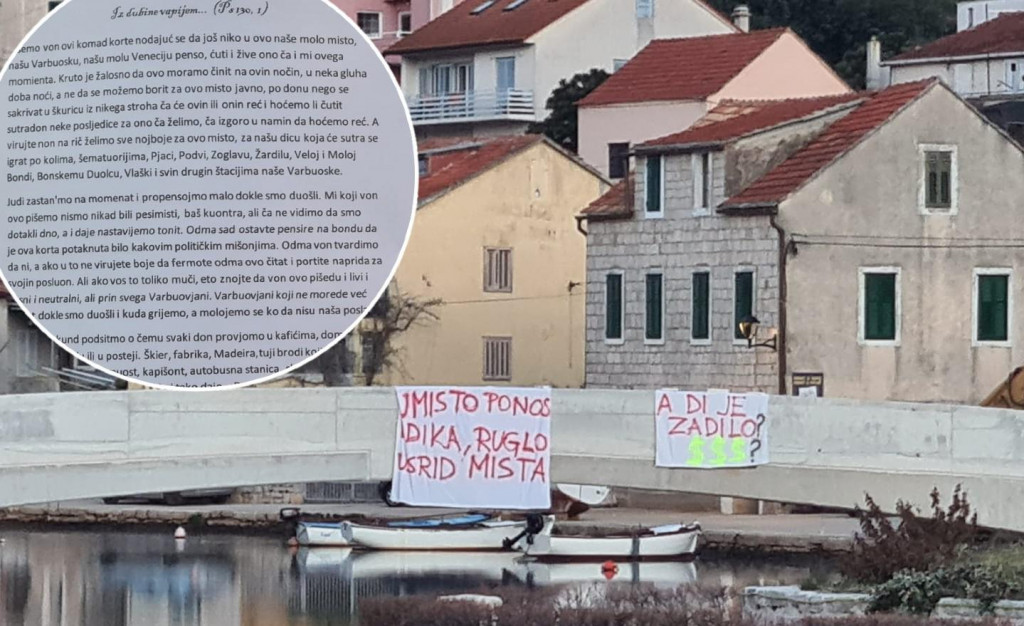 Novi most je osvanuo s transparentima kojima se kritizira aktualna vlast Općine Jelsa
