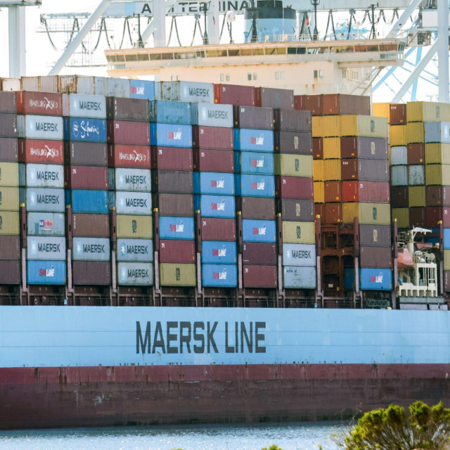 SAN PEDRO, CALIFORNIA - FEBRUARY 09: Shipping containers sit aboard a Maersk container ship at the Port of Los Angeles on February 9, 2022 in San Pedro, California. Danish container shipping company A.P. Moller-Maersk earned a net profit of $18 billion in 2021, their highest ever, amid the pandemic-driven supply chain crunch. The company hauls 17 percent of the planet�s shipping containers aboard its vessels. Mario Tama/Getty Images/AFP&lt;br /&gt;
== FOR NEWSPAPERS, INTERNET, TELCOS &amp; TELEVISION USE ONLY ==