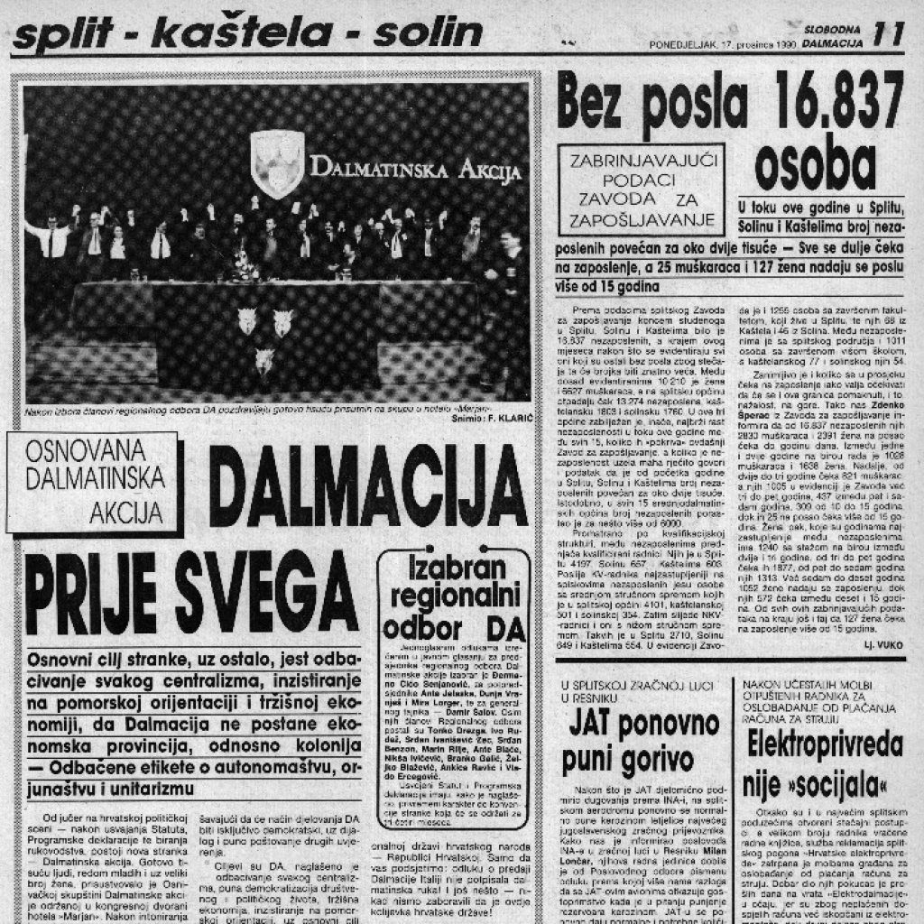 Izvorna Dalmatinska akcija bila je osnovana 16. prosinca 1990., a iz registra političkih stranaka izbrisana je 13 godina kasnije ARHIV SD