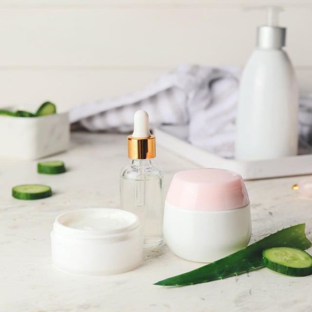 &lt;p&gt;Cosmetics with cucumber extract on table&lt;/p&gt;