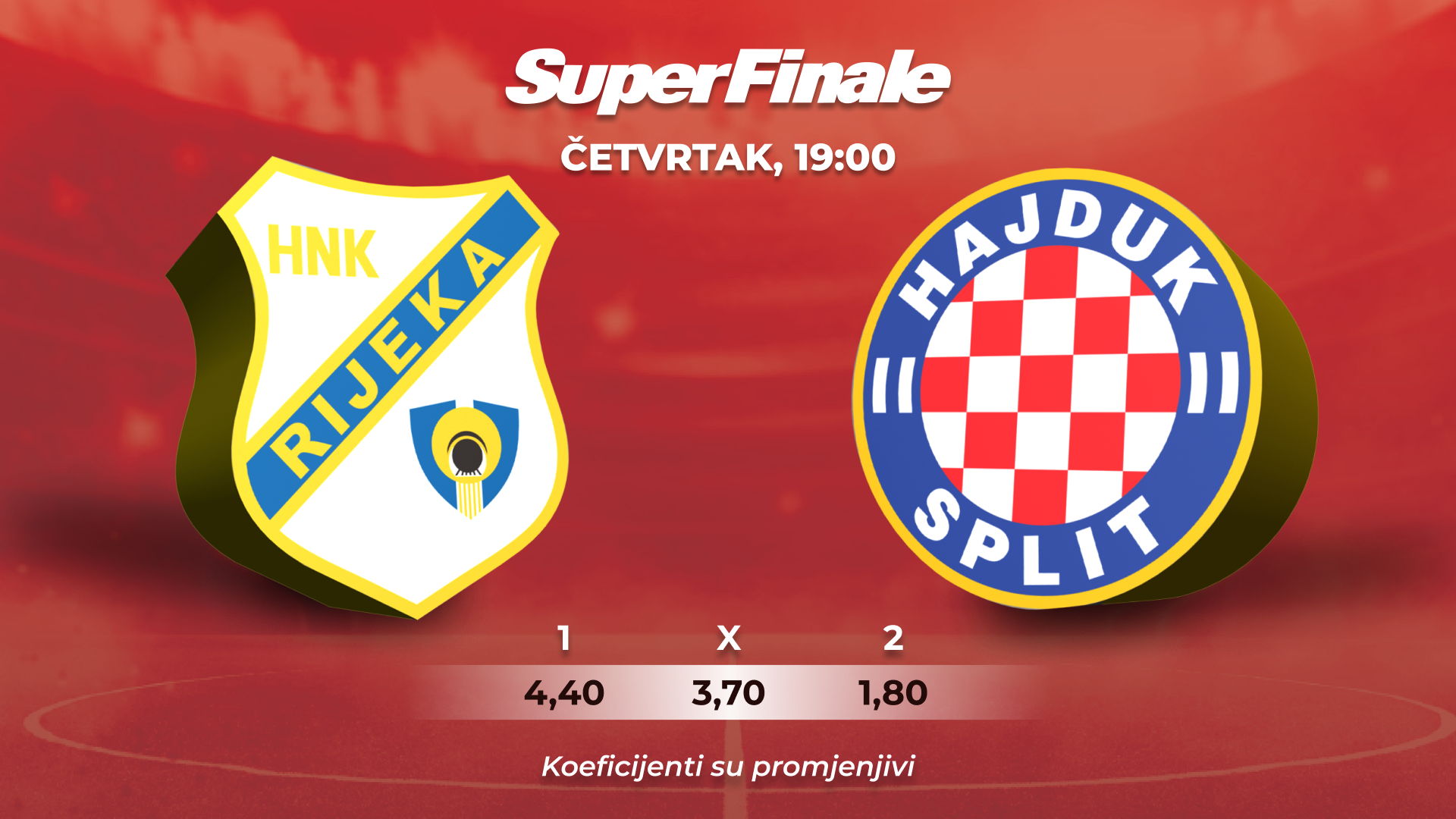 SuperSport Hrvatski kup (Finale): HNK Rijeka - HNK Hajduk Split UŽIVO 