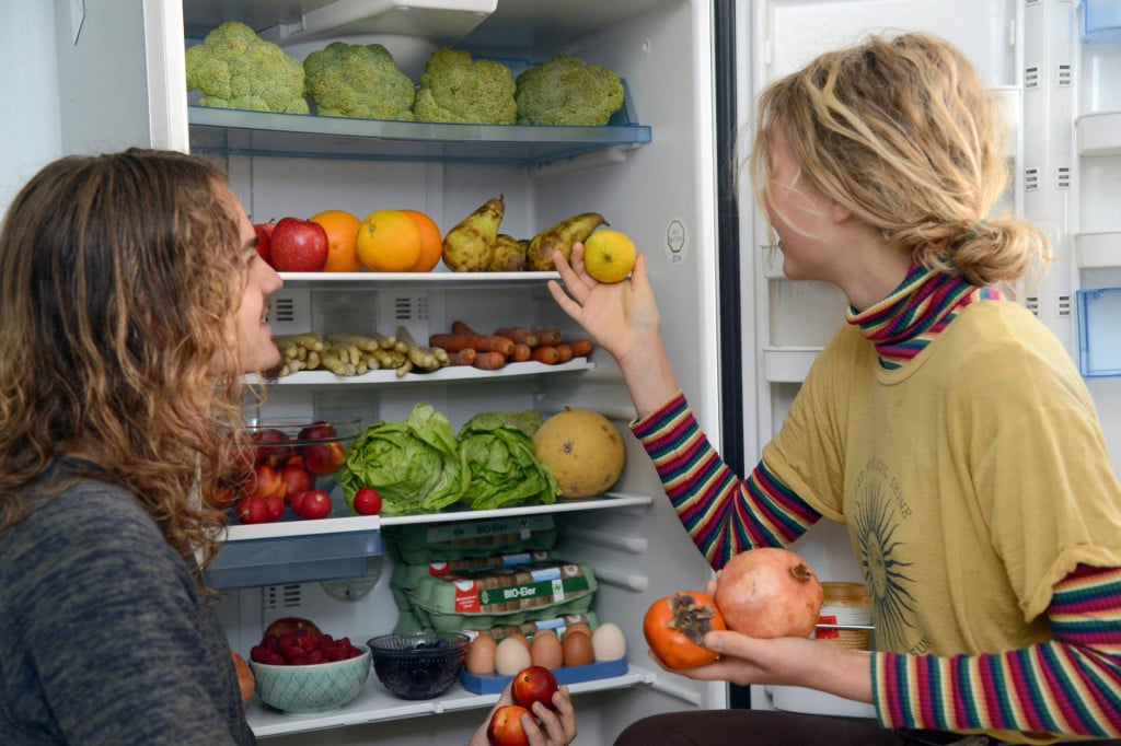 &lt;p&gt;13 June 2019, Rhineland-Palatinate, Trier: Lenny (l) and Freja take fruit from their fridge, which they have ”fished” from the waste bins of a supermarket. They ”contain” still edible food. (to dpa: Two, the ”containern”: ”We no longer go shopping”) Photo: Harald Tittel/dpa (Photo by HARALD TITTEL/DPA/dpa Picture-Alliance via AFP)&lt;/p&gt;