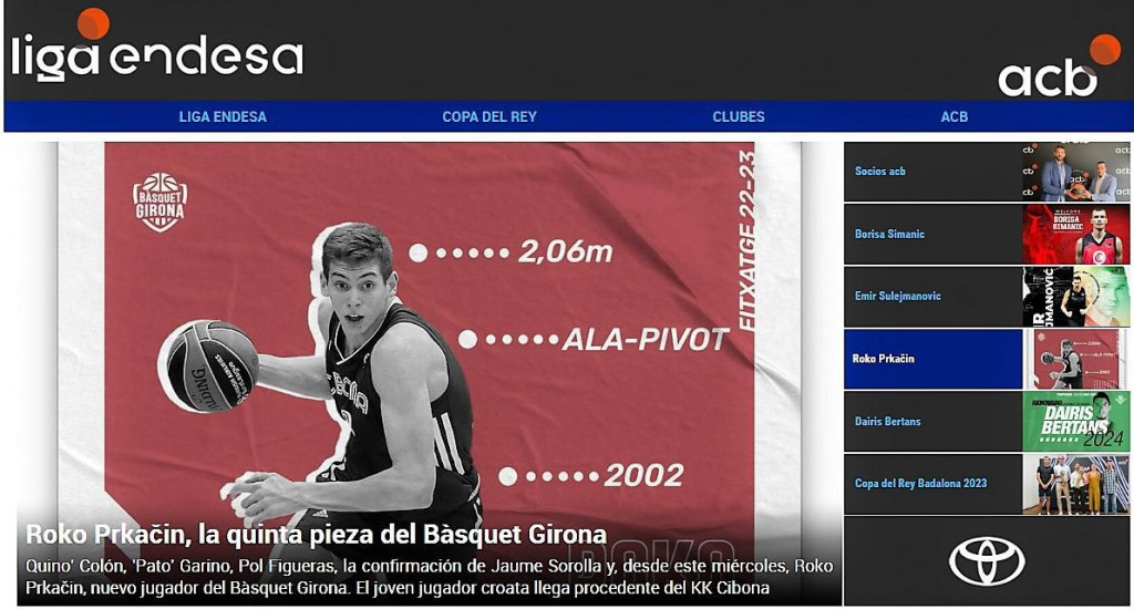 &lt;p&gt;Oglasila se i službena stranica španjolske lige - Roko Prkačin u Gironi&lt;/p&gt;