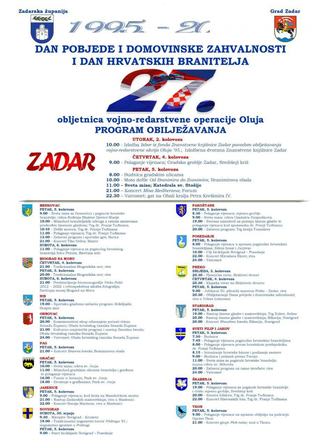 &lt;p&gt;Proslava &amp;#39;Oluje&amp;#39; u Zadarskoj županiji&lt;/p&gt;