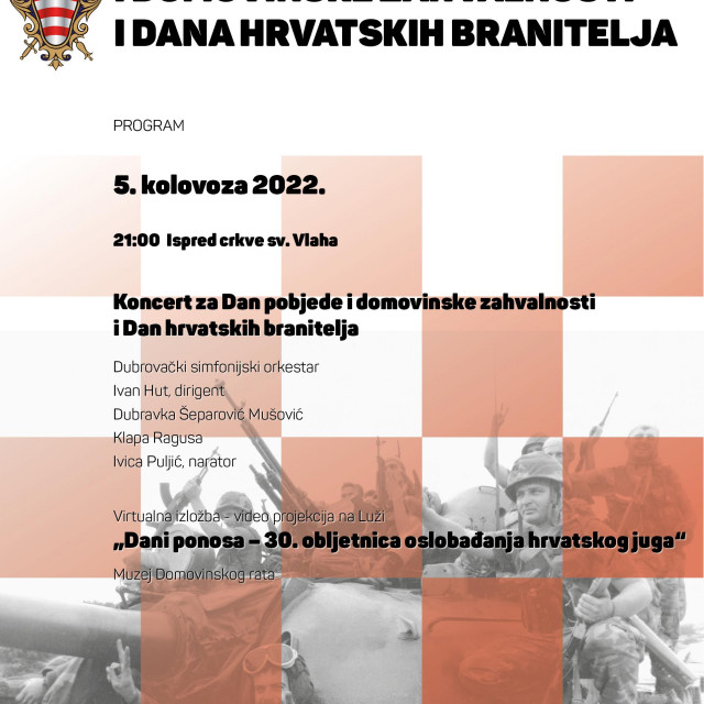 &lt;p&gt;Grad Dubrovnik organizira program proslave Dana pobjede i domovinske zahvalnosti i Dana hrvatskih branitelja&lt;/p&gt;
