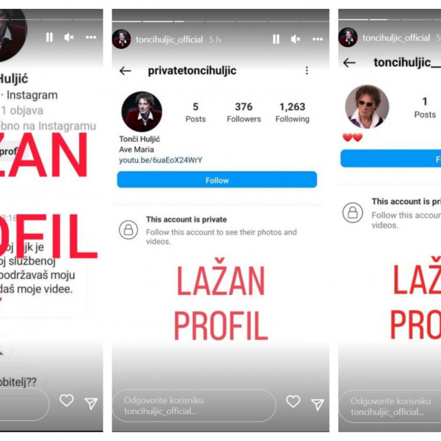 &lt;p&gt;Lažni Instagram profili Tonča Huljića&lt;/p&gt;