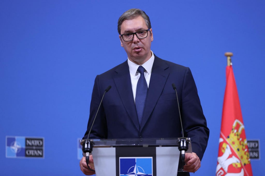 &lt;p&gt;Serbian president Aleksandar Vucic speaks during a press conference at the NATO headquarters in Brussels, on August 17 August 2022. (Photo by François WALSCHAERTS/AFP)&lt;/p&gt;
