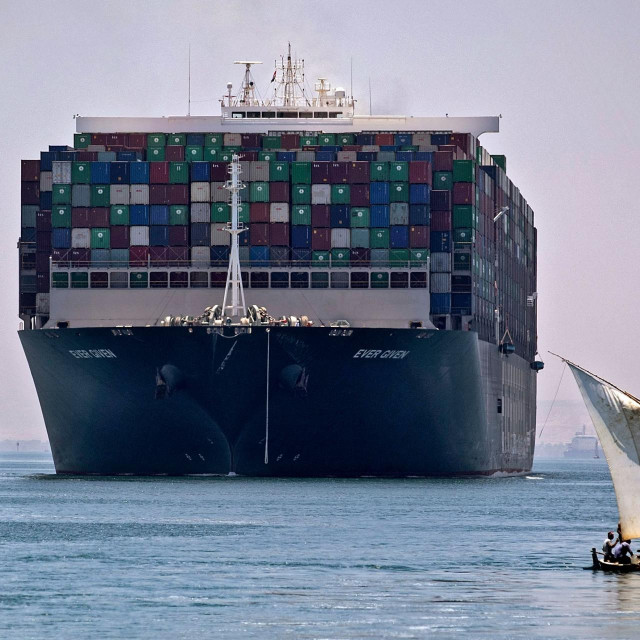 &lt;p&gt;(FILES) In this file photo taken on July 07, 2021 This picture on July 7, 2021 shows a view of the Panama-flagged MV ‘Ever Given‘ container ship sailing near a felucca along Egypt‘s Suez Canal near the canal‘s central city of Ismailia. - Maritime freight, a sector disrupted by the Covid-19 crisis but now in the midst of a recovery, is facing a shortage of ships that is pushing shipowners to order them in droves with little hope that the shortage will be quickly remedied. (Photo by Mahmoud KHALED/AFP)&lt;/p&gt;